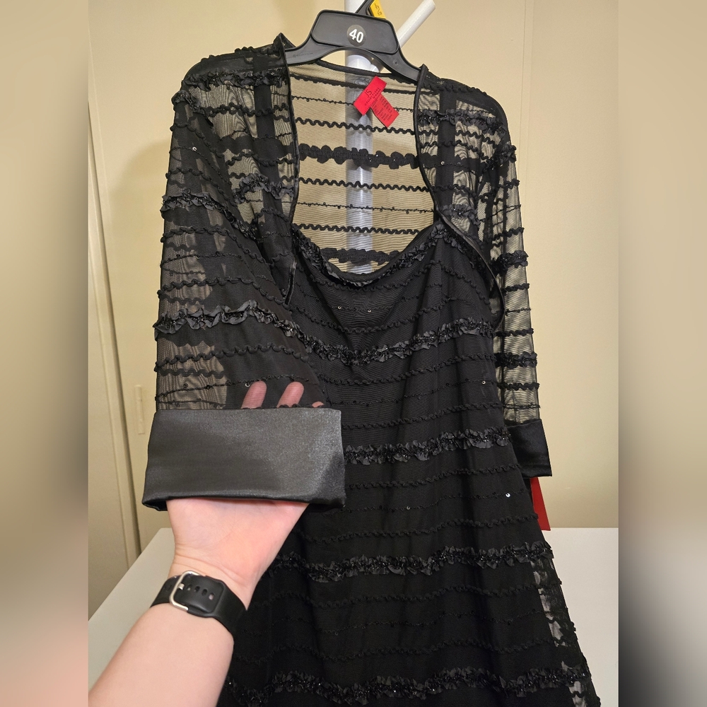 JS Collections Black 2-Piece Dress & Jacket Set Size 16W NWT - Picture 4 of 7